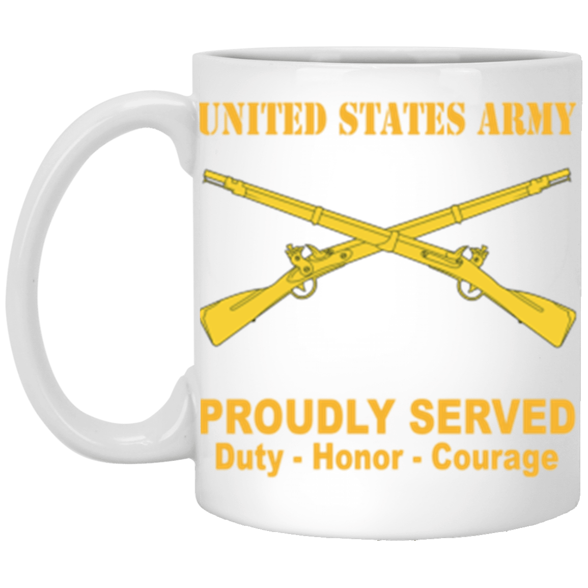 US Army Infantry Proudly Served Core Values 11 oz. White Mug-Drinkware-Veterans Nation