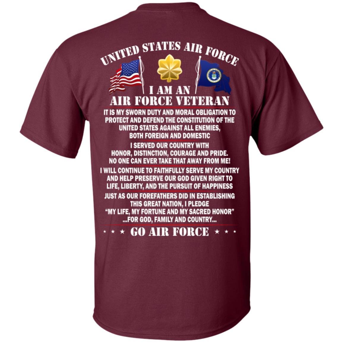 US Air Force O-4 Major Maj O4 Field Officer Ranks - Go Air Force T-Shirt On Back-TShirt-USAF-Veterans Nation