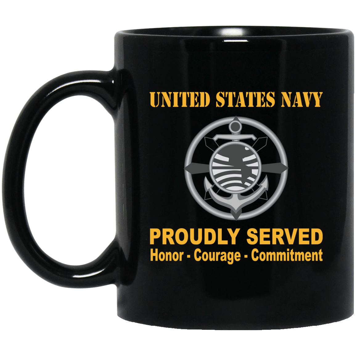 Navy Religious Program Specialist Navy RP Proudly Served Black Mug 11 oz - 15 oz-Mug-Navy-Rate-Veterans Nation