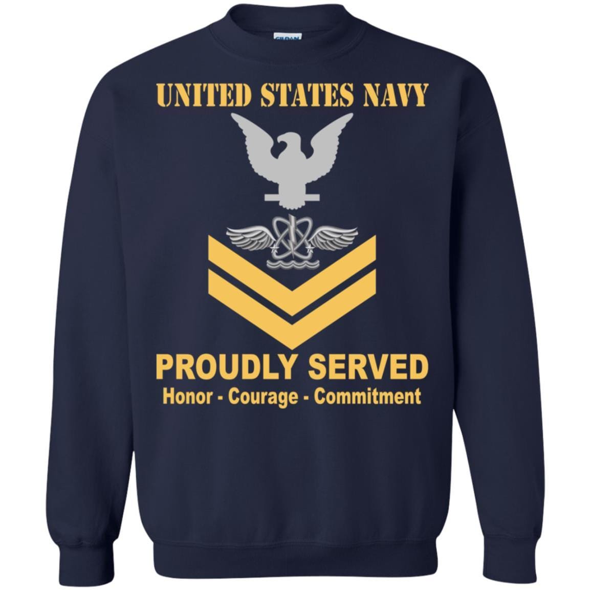 U.S Navy Naval aircrewman Navy AW E-5 Rating Badges Proudly Served T-Shirt For Men On Front-TShirt-Navy-Veterans Nation