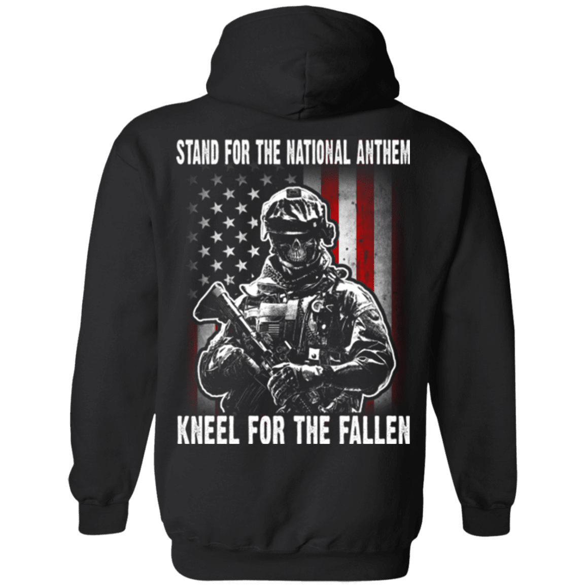 Military T-Shirt "Veteran - Stand For The National Anthem Kneel For The Fallen"-TShirt-General-Veterans Nation