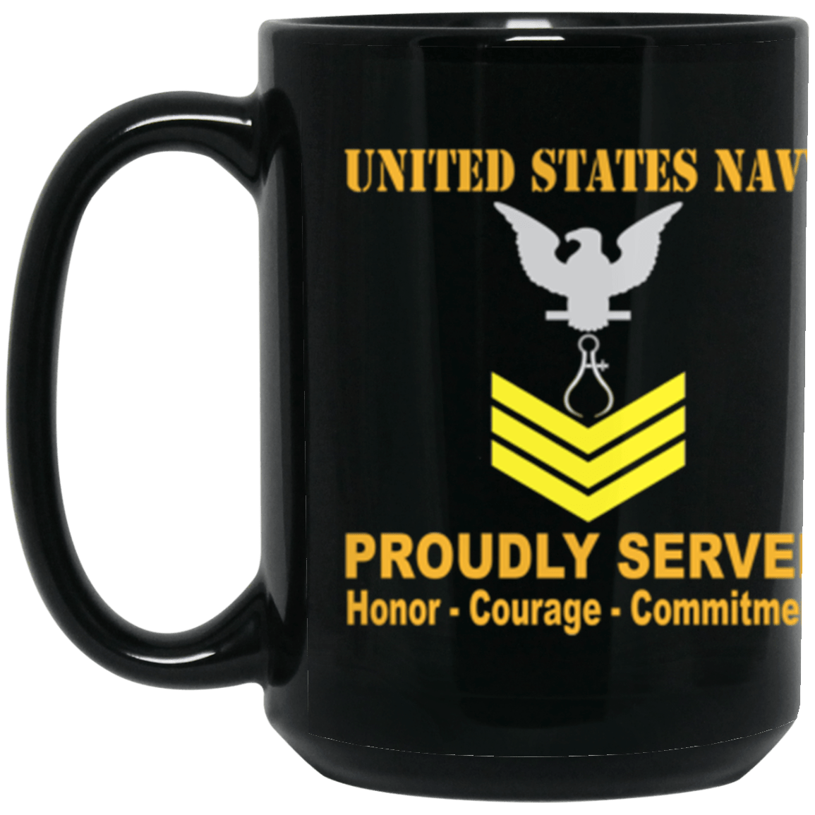 US Navy Instrumentman Navy IM E-6 Gold Stripe 15 oz. Black Mug-Drinkware-Veterans Nation