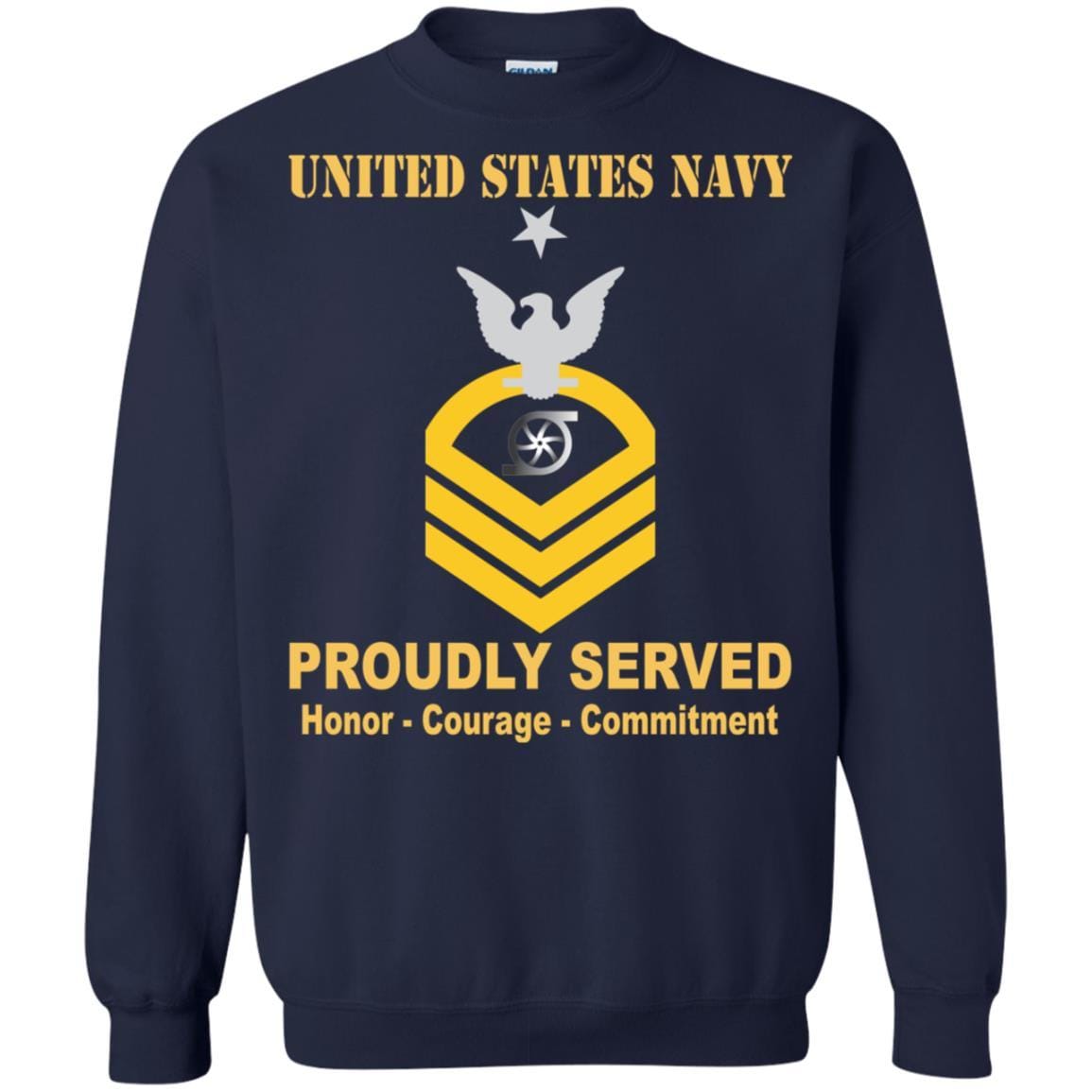 Navy Gas Turbine Systems Technician Navy GS E-8 Rating Badges Proudly Served T-Shirt For Men On Front-TShirt-Navy-Veterans Nation