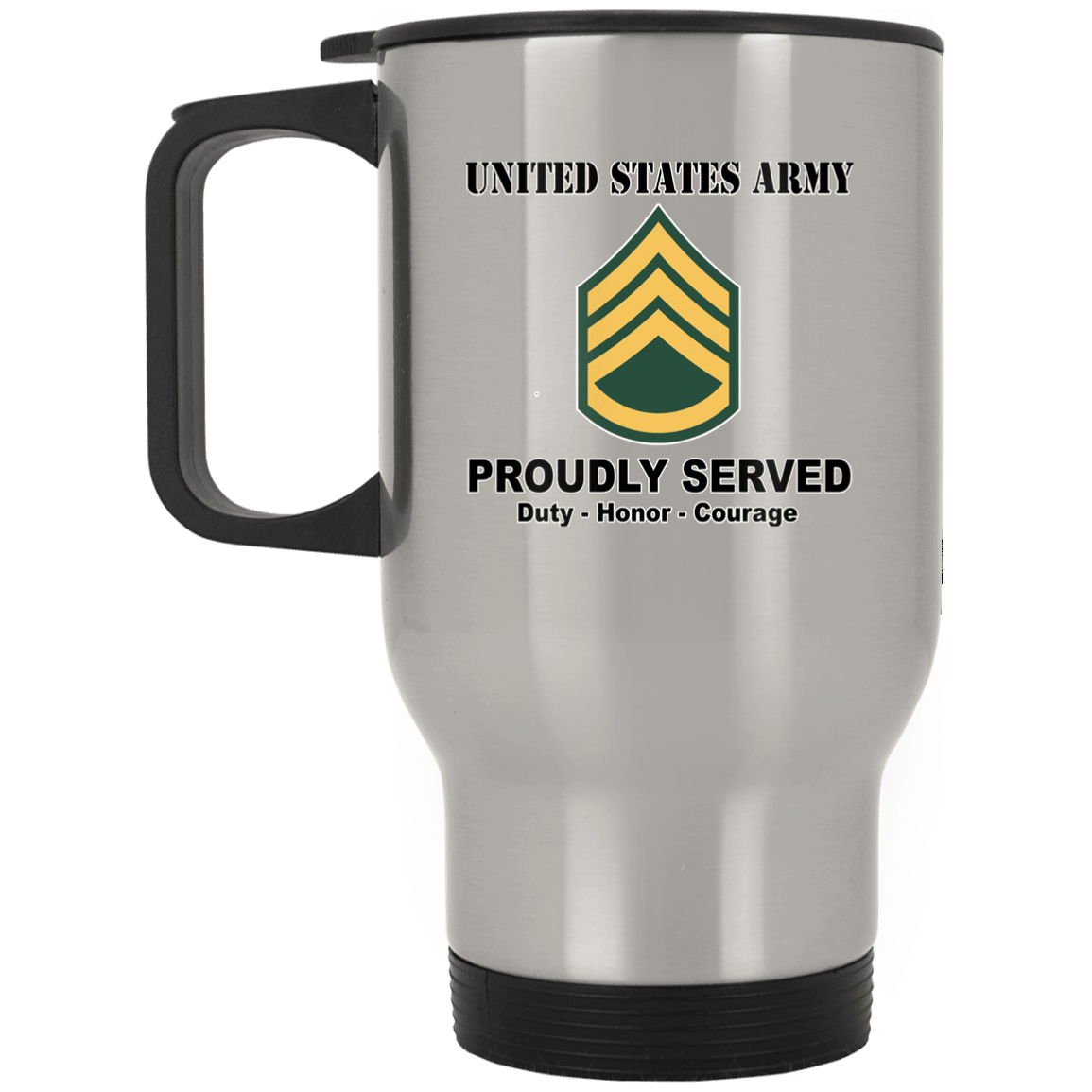 US Army E-6 Staff Sergeant E6 SSG Noncommissioned Officer Ranks White Coffee Mug - Stainless Travel Mug-Mug-Army-Ranks-Veterans Nation