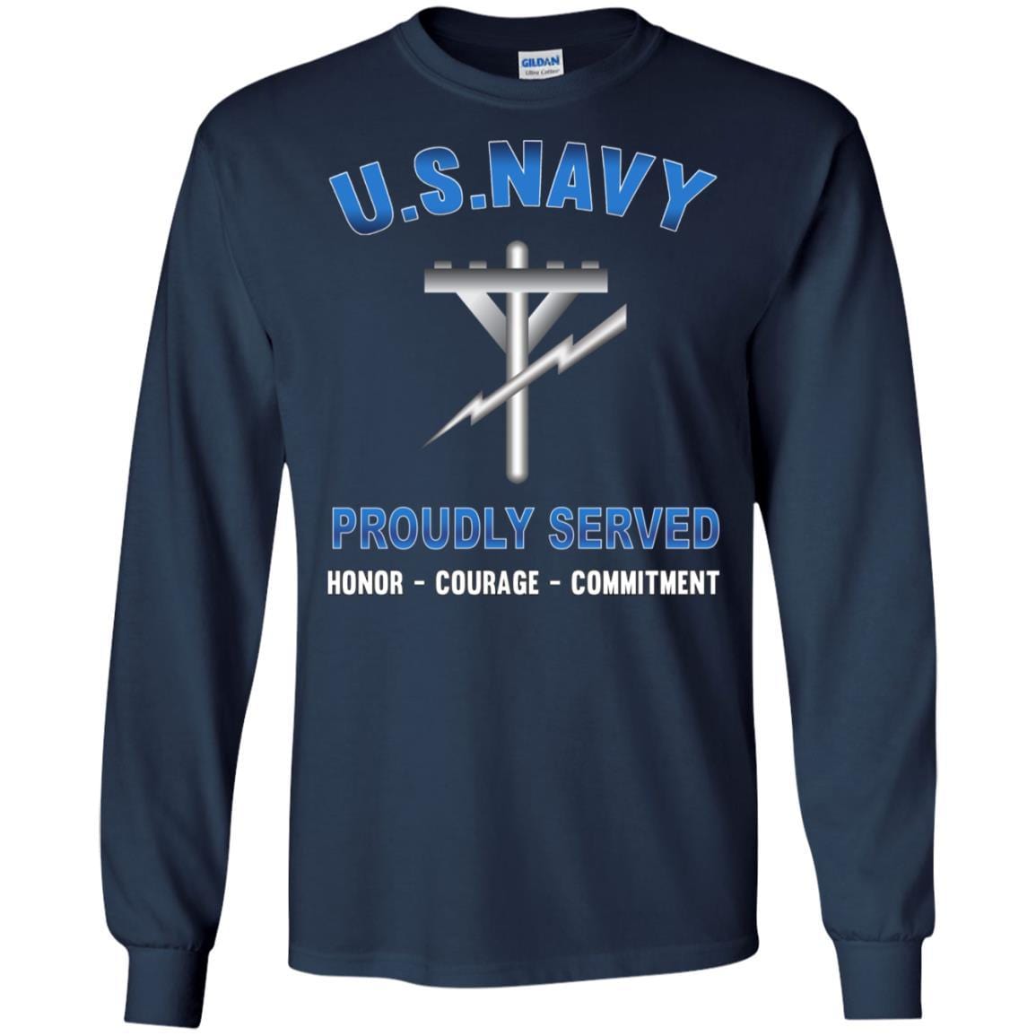 Navy Construction Electrician Navy CE - Proudly Served T-Shirt For Men On Front-TShirt-Navy-Veterans Nation