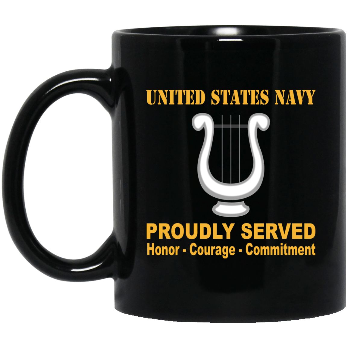 Navy Musician Navy MU Proudly Served Black Mug 11 oz - 15 oz-Mug-Navy-Rate-Veterans Nation