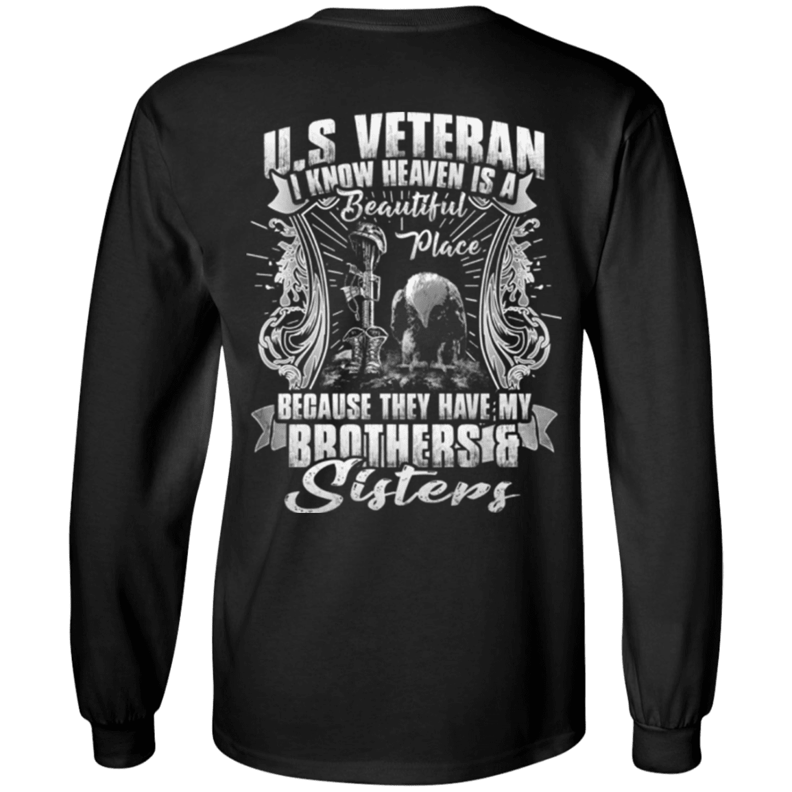 Military T-Shirt "Heaven Is The Beautiful Place With Brothers And Sisters Veteran"-TShirt-General-Veterans Nation