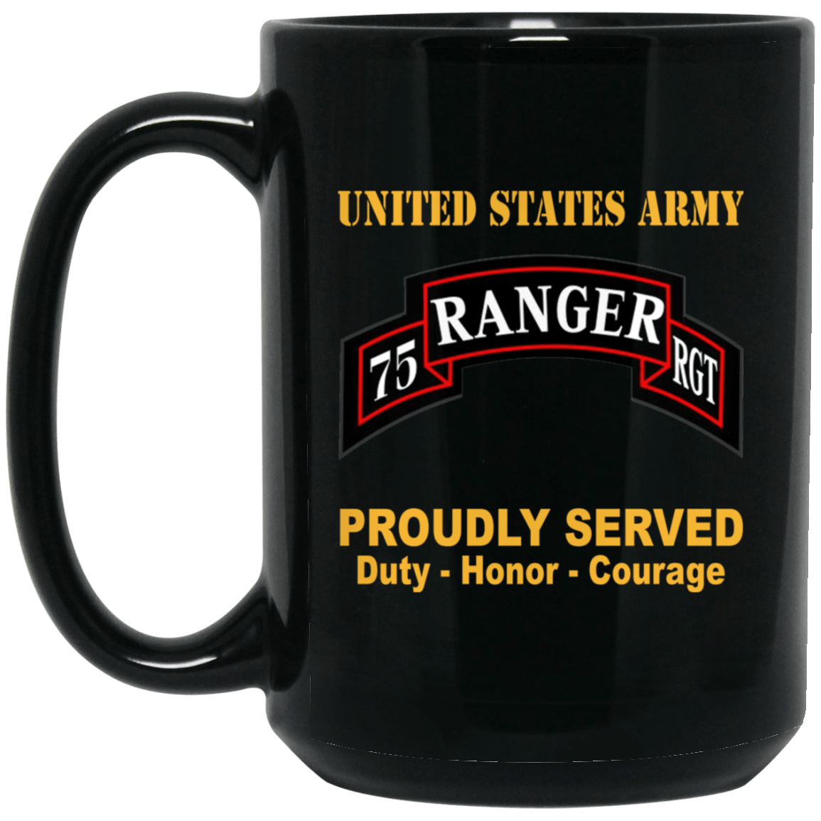 US Army 75 Ranger RGT 11 oz - 15 oz Black Mug-Mug-Army-CSIB-Veterans Nation