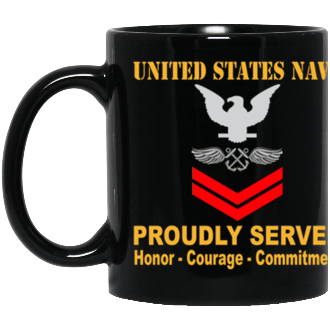 US Navy Aviation Boatswain's Mate Navy AB E-5 Red Stripe 11 oz. Black Mug-Drinkware-Veterans Nation