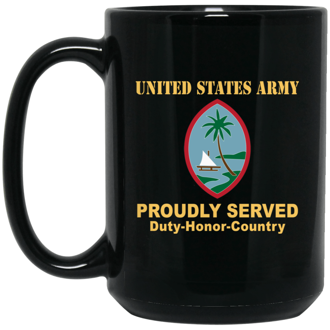 US ARMY CSIB GUAM ARMY NATIONAL GUARD ELEMENT JOINT FORCE HEADQUARTERS- 11 oz - 15 oz Black Mug-Mug-Army-CSIB-Veterans Nation