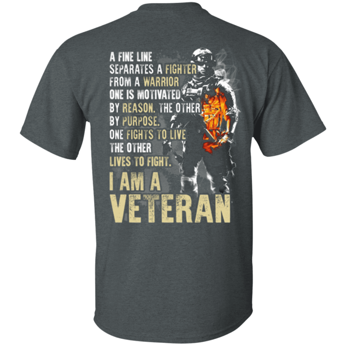 Military T-Shirt "I Am A Veteran" - Men Back-TShirt-General-Veterans Nation