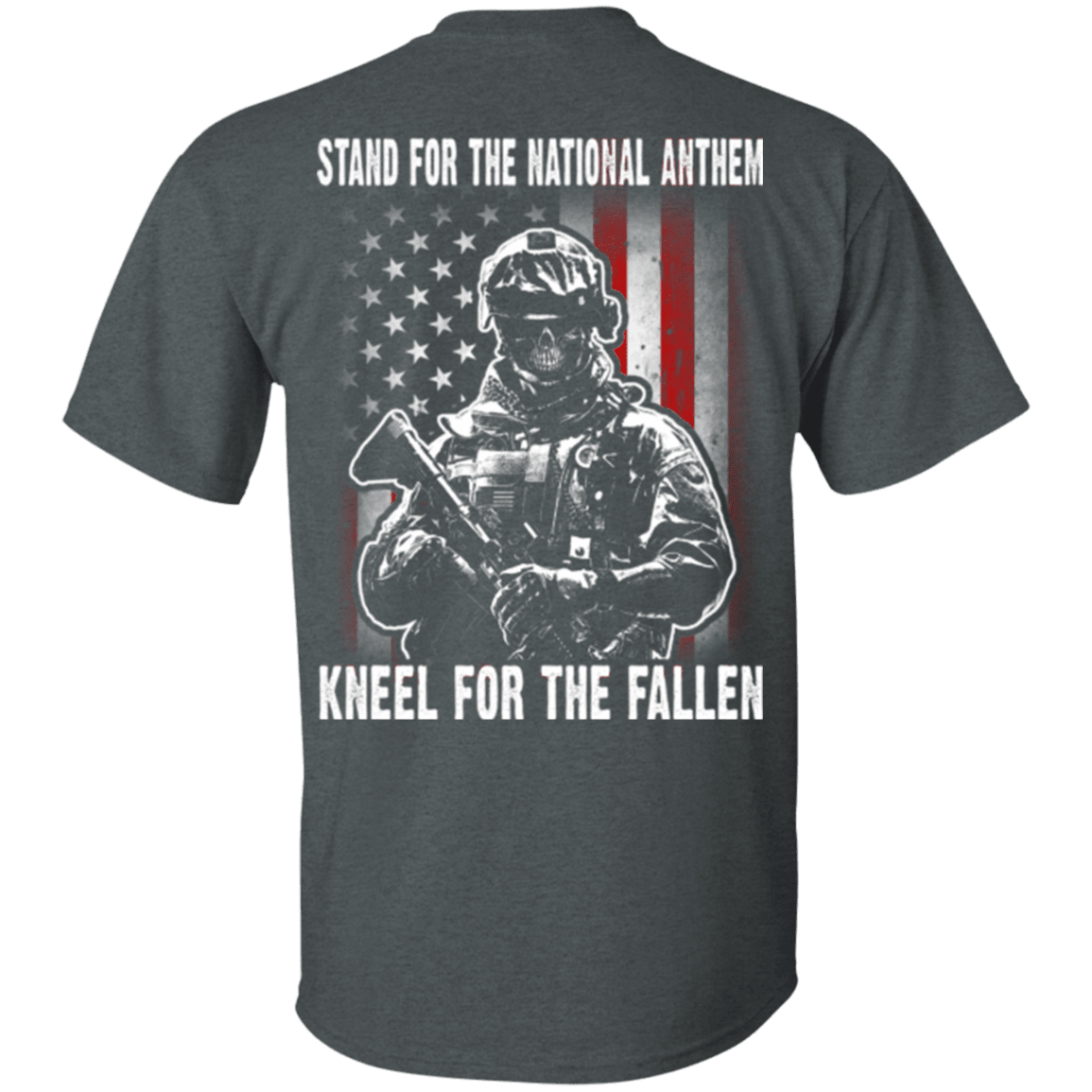 Military T-Shirt "Veteran - Stand For The National Anthem Kneel For The Fallen"-TShirt-General-Veterans Nation