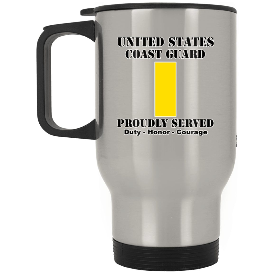 US Coast Guard O-1 Ensign O1 ENS Junior Officer Ranks White Coffee Mug - Stainless Travel Mug-Mug-USCG-Officer-Veterans Nation