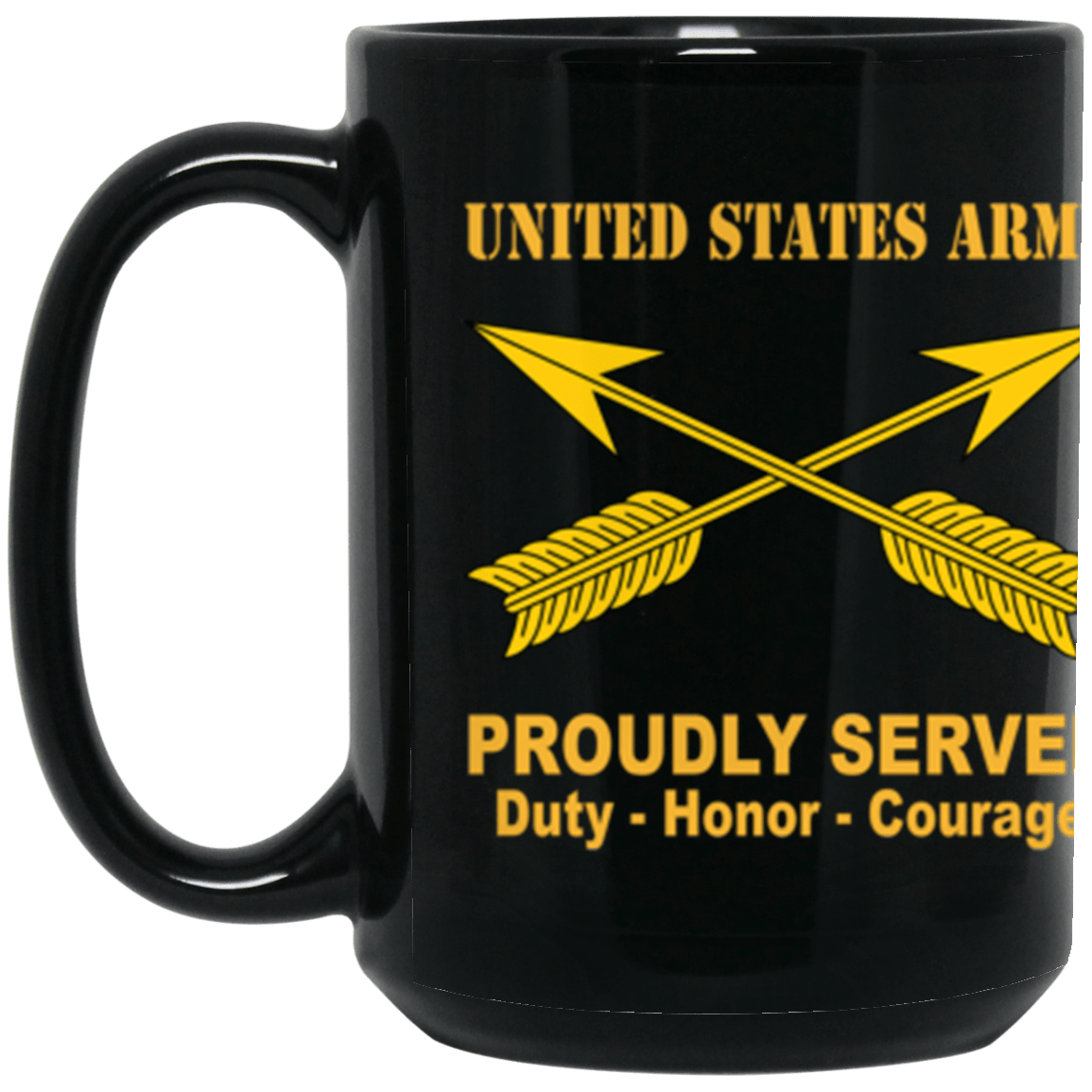 US Army Special Forces Proudly Served Core Values 15 oz. Black Mug-Drinkware-Veterans Nation