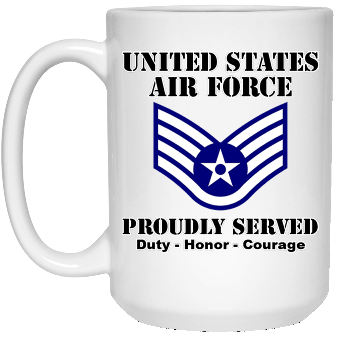 US Air Force E-5 Staff Sergeant SSgt E5 Noncommissioned Officer Ranks White Coffee Mug - Stainless Travel Mug-Mug-USAF-Ranks-Veterans Nation