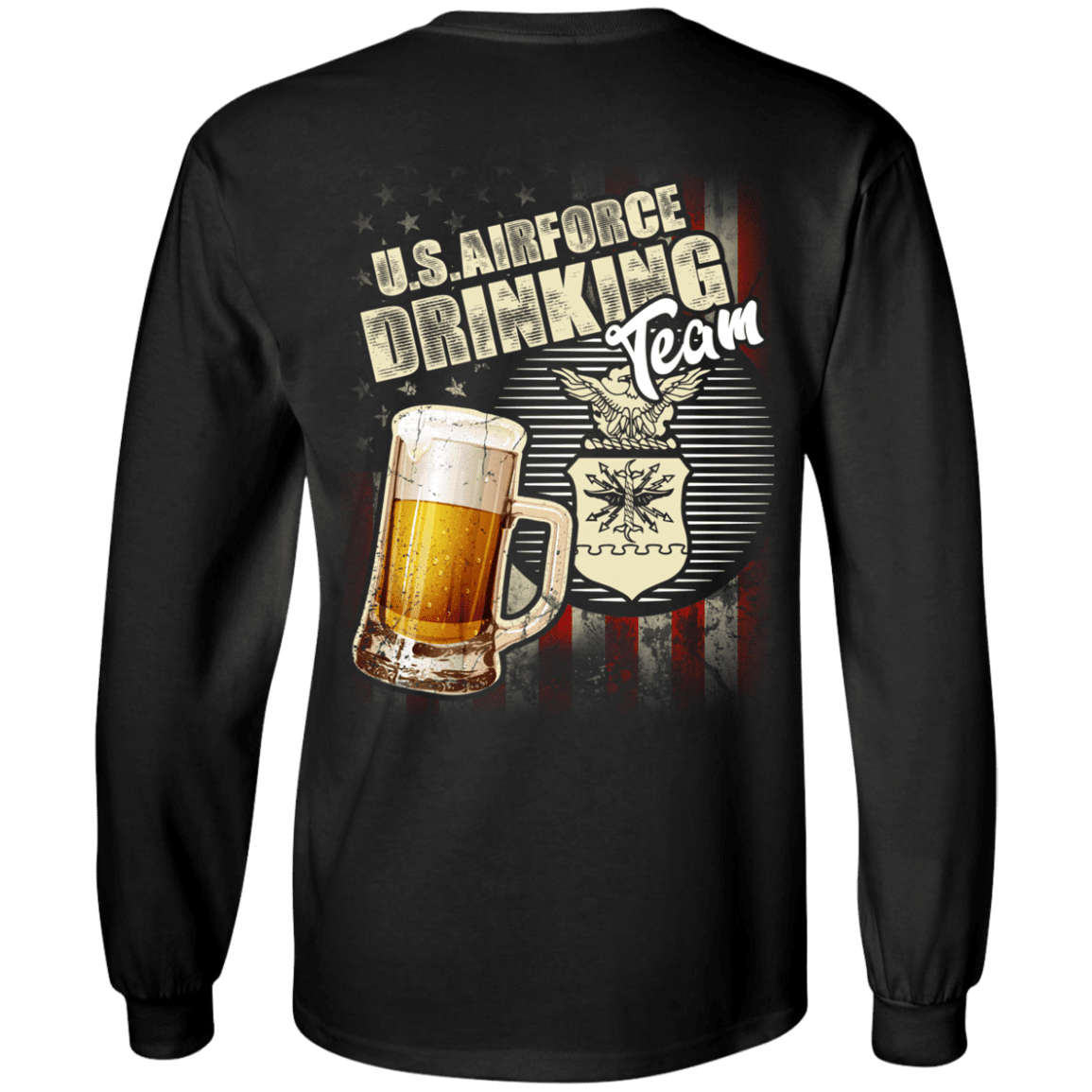 US Air Force Drinking Beer Team Back T Shirts-TShirt-USAF-Veterans Nation