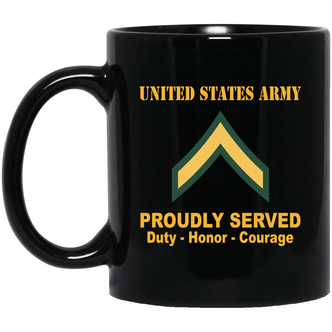 US Army Insignia Proudly Served Duty - Honor - Courage Black Coffee Mug 11oz-15oz-Mug-Army-Veterans Nation