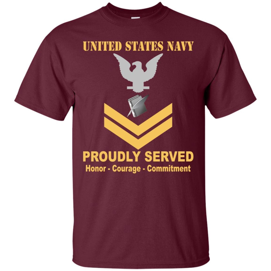 Navy Personnel Specialist Navy PS E-5 Rating Badges Proudly Served T-Shirt For Men On Front-TShirt-Navy-Veterans Nation