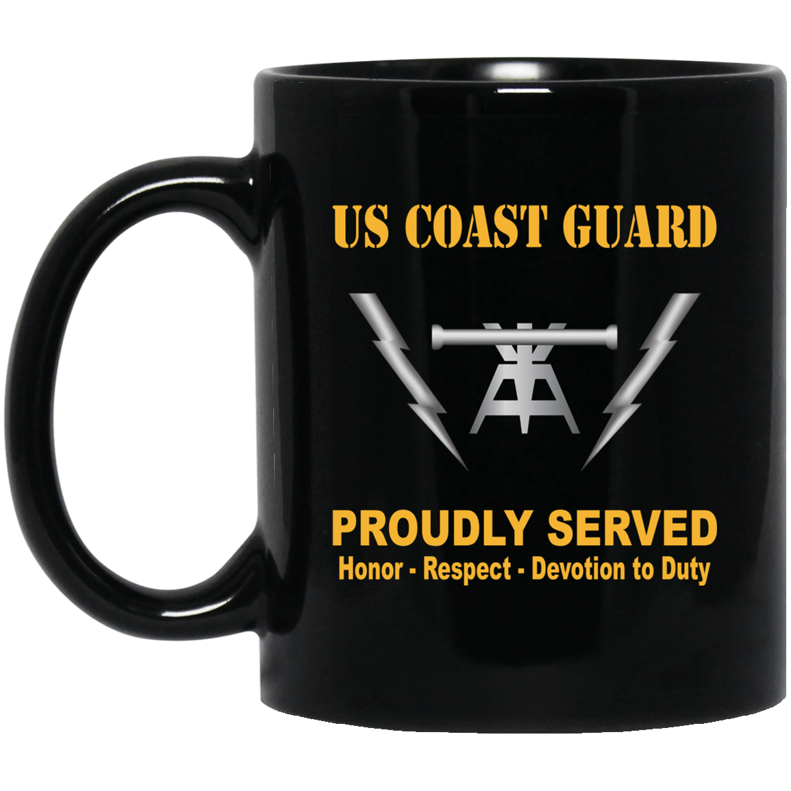 US Coast Guard Fire Control Technician FT Logo Proudly Served Black Mug 11 oz - 15 oz-Mug-USCG-Rate-Veterans Nation