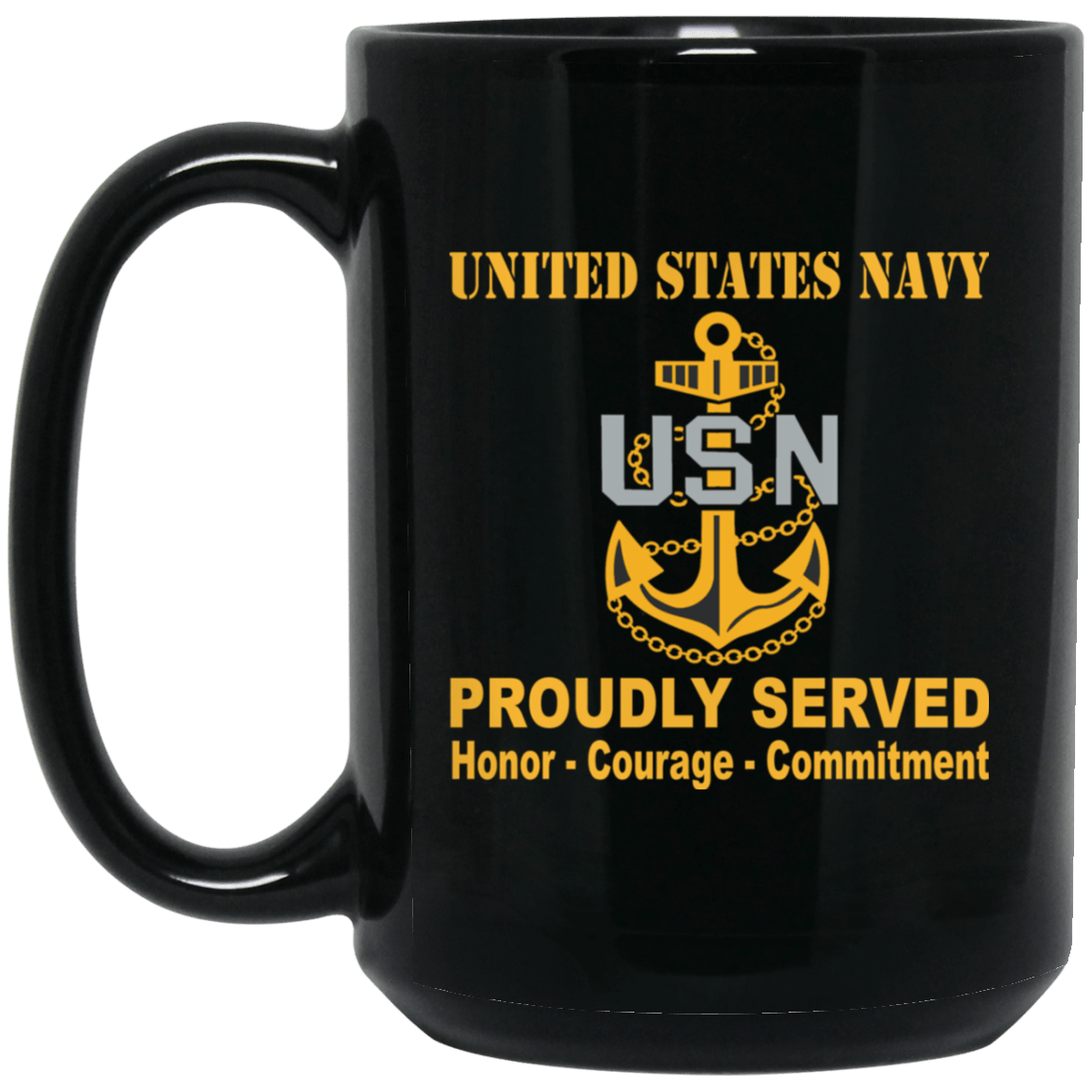 US Navy E-7 Chief Petty Officer E7 CPO Senior Noncommissioned Officer Collar Device Black Mug 11 oz - 15 oz-Mug-Navy-Collar-Veterans Nation