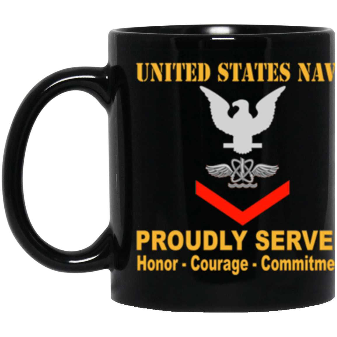 US Navy Naval aircrewman Navy AW E-4 11 oz. Black Mug-Drinkware-Veterans Nation