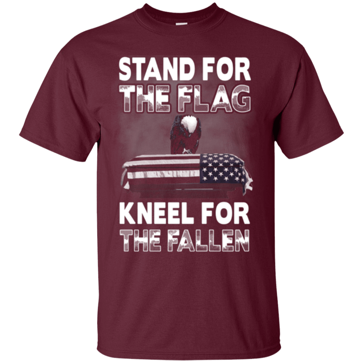 Military T-Shirt "Stand For The Flag Kneel For The Fallen"-TShirt-General-Veterans Nation
