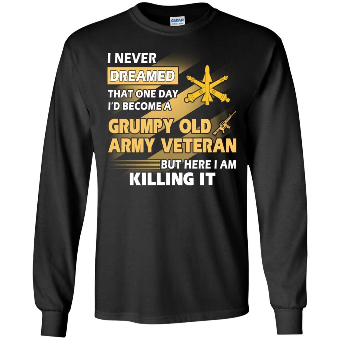 US Army T-Shirt "Air Defense Artillery Grumpy Old Veteran" On Front-TShirt-Army-Veterans Nation