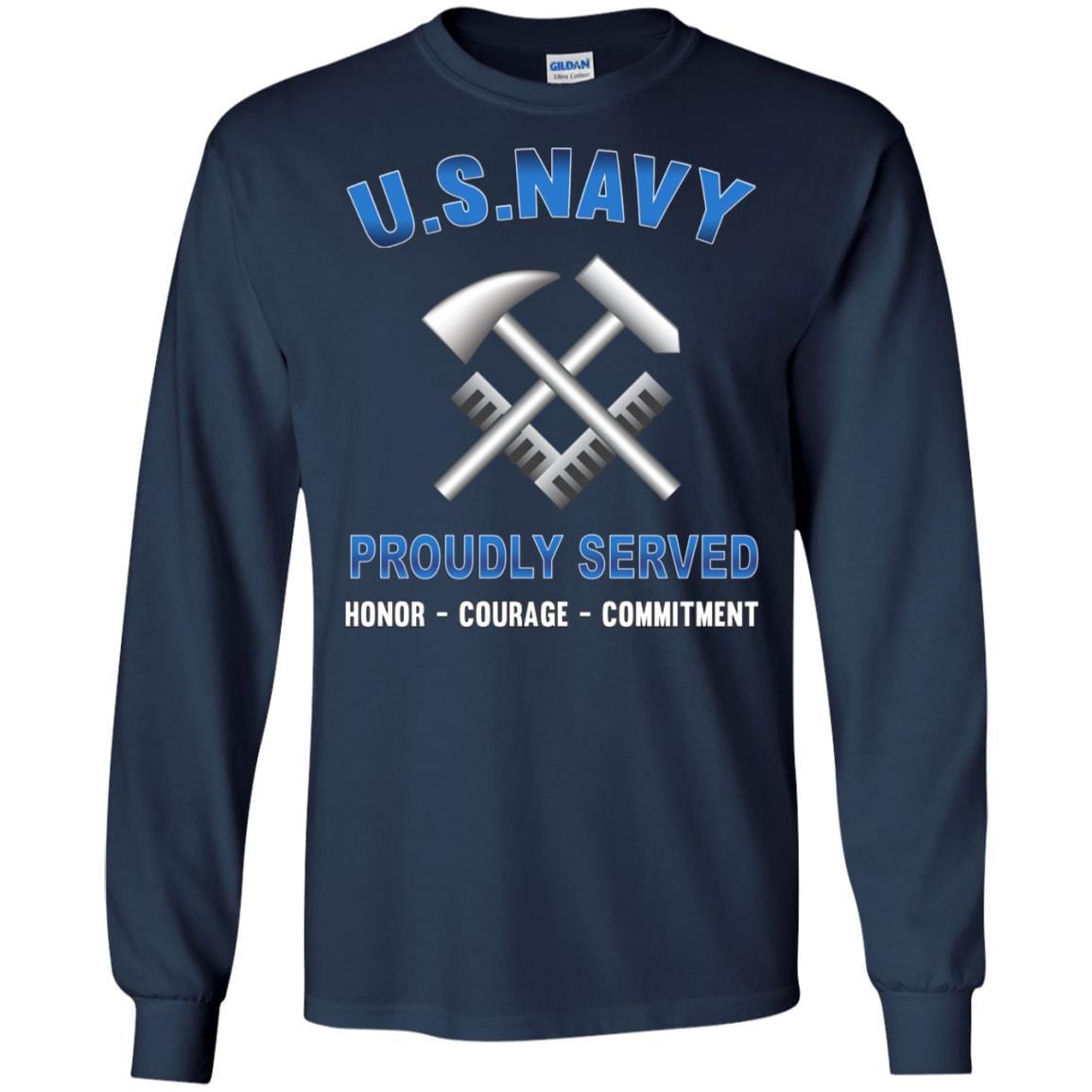 Navy Hull Maintenance Technician Navy HT - Proudly Served T-Shirt For Men On Front-TShirt-Navy-Veterans Nation