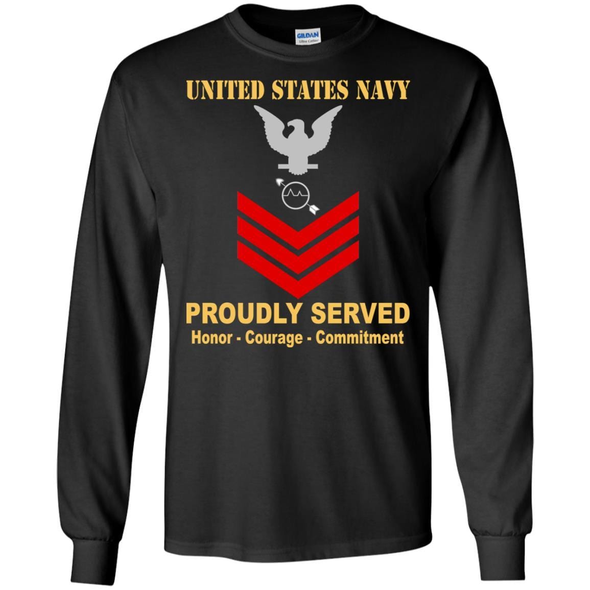 U.S Navy Operations specialist Navy OS E-6 Rating Badges Proudly Served T-Shirt For Men On Front-TShirt-Navy-Veterans Nation