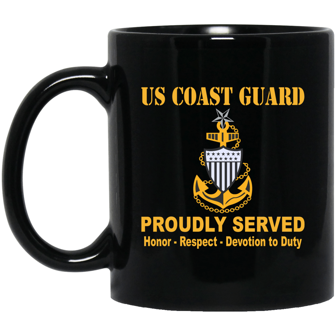 US Coast Guard E-8 Senior Chief Petty Officer E8 SCPO Chief Petty Officer Cap Device 11 oz - 15 oz Black Mug-Mug-USCG-Collar-Veterans Nation