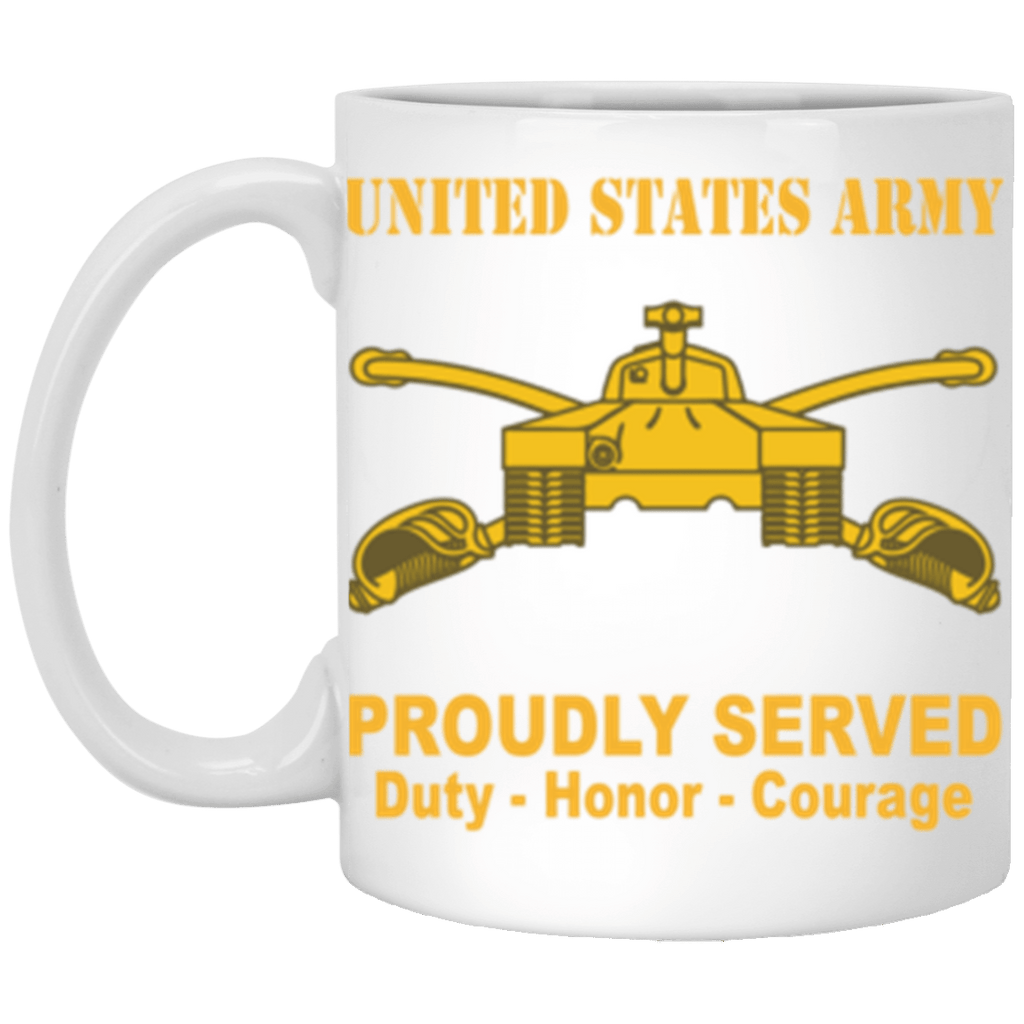 US Army Armor Branch Proudly Served Core Values 11 oz. White Mug-Drinkware-Veterans Nation