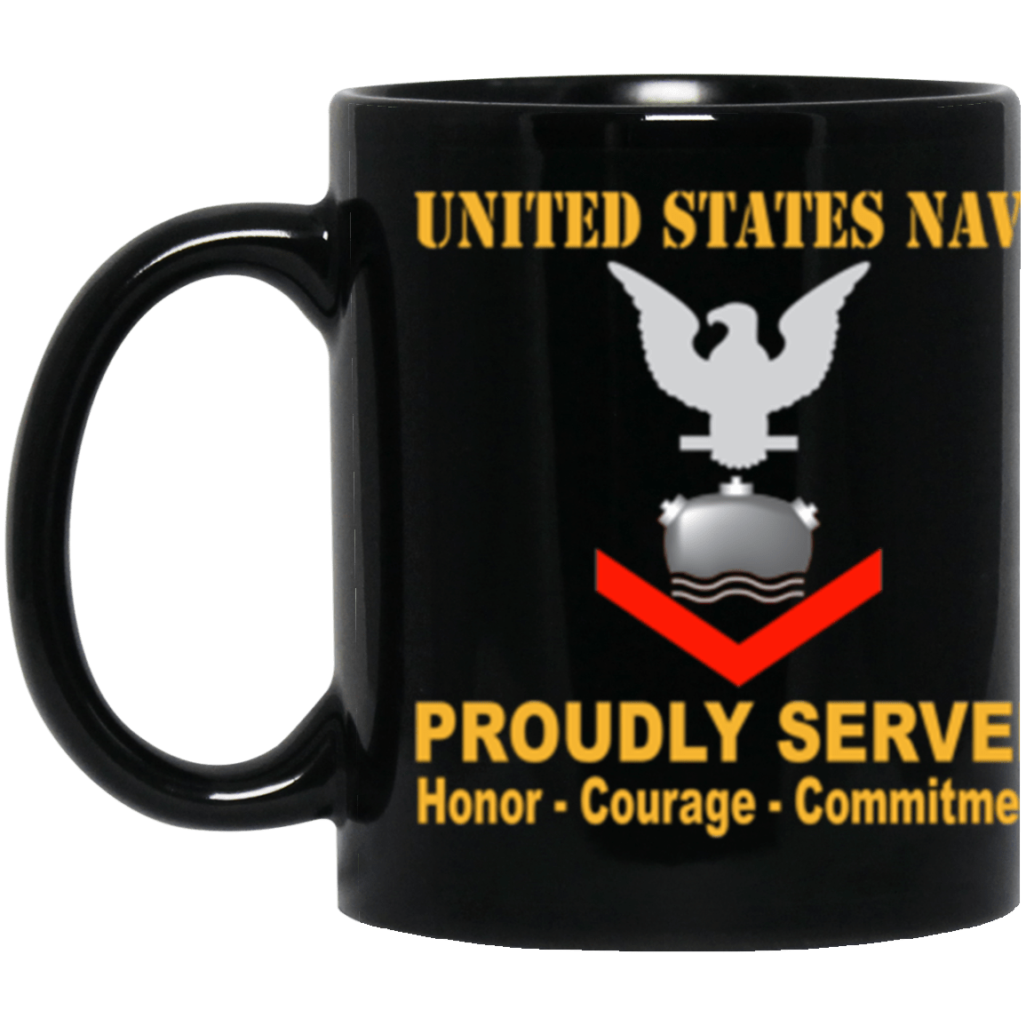 US Navy Mineman Navy MN E-4 11 oz. Black Mug-Drinkware-Veterans Nation