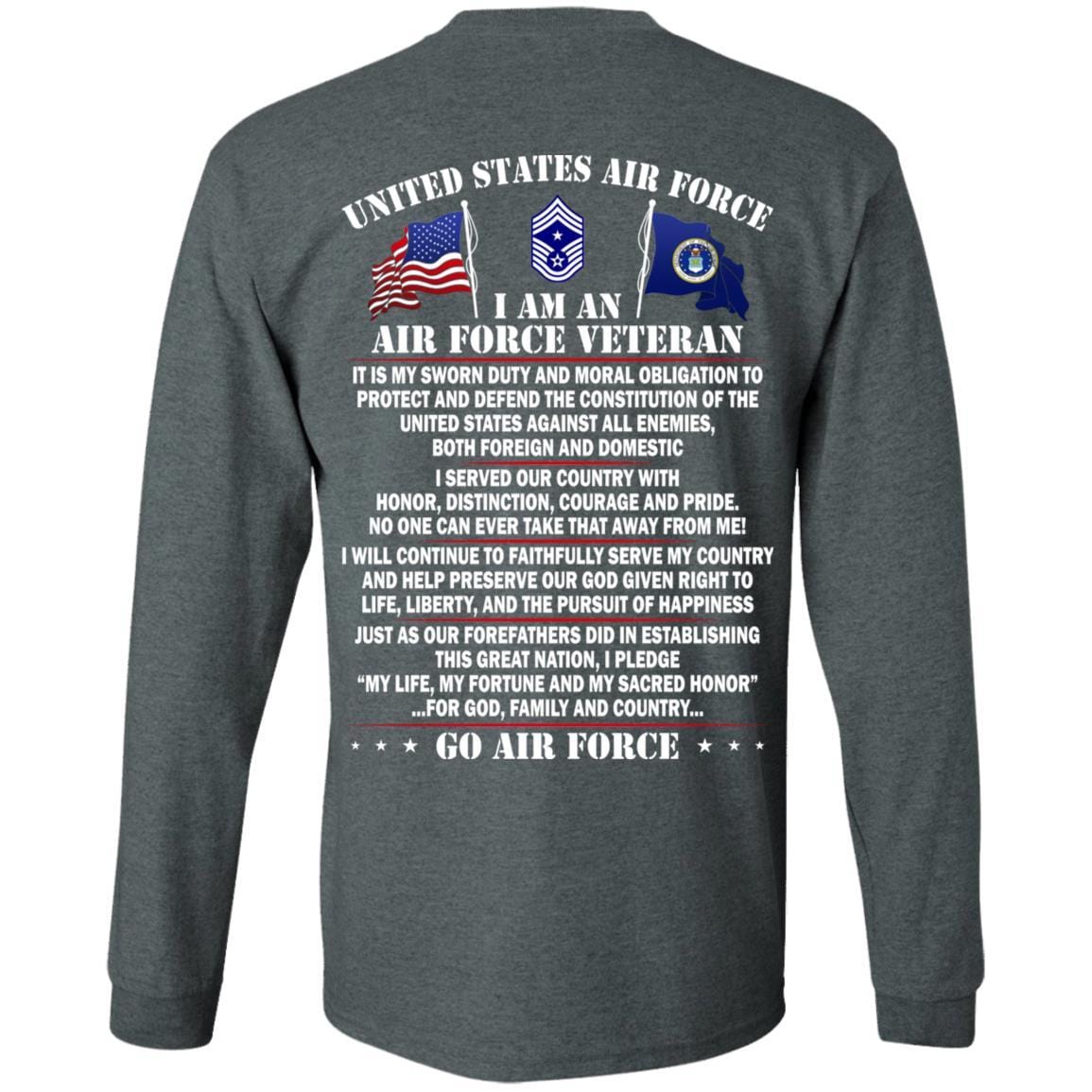 US Air Force E-9 Command Chief Master Sergeant CCM E9 Noncommissioned Officer Ranks - Go Air Force T-Shirt On Back-TShirt-USAF-Veterans Nation