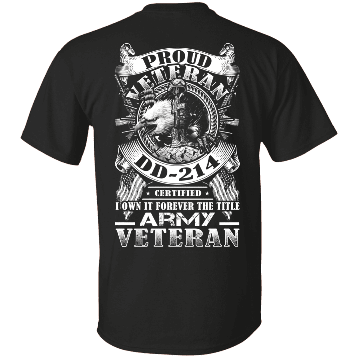 Proud Army Veteran DD214 Back T Shirts-TShirt-Army-Veterans Nation