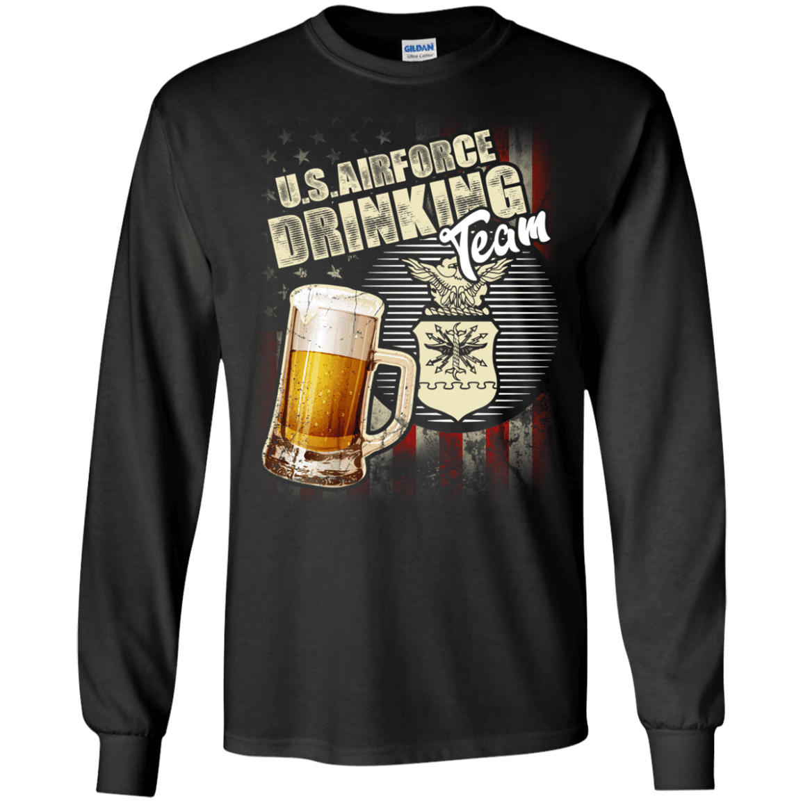 US Air Force Drinking Beer Team Front T Shirts-TShirt-USAF-Veterans Nation