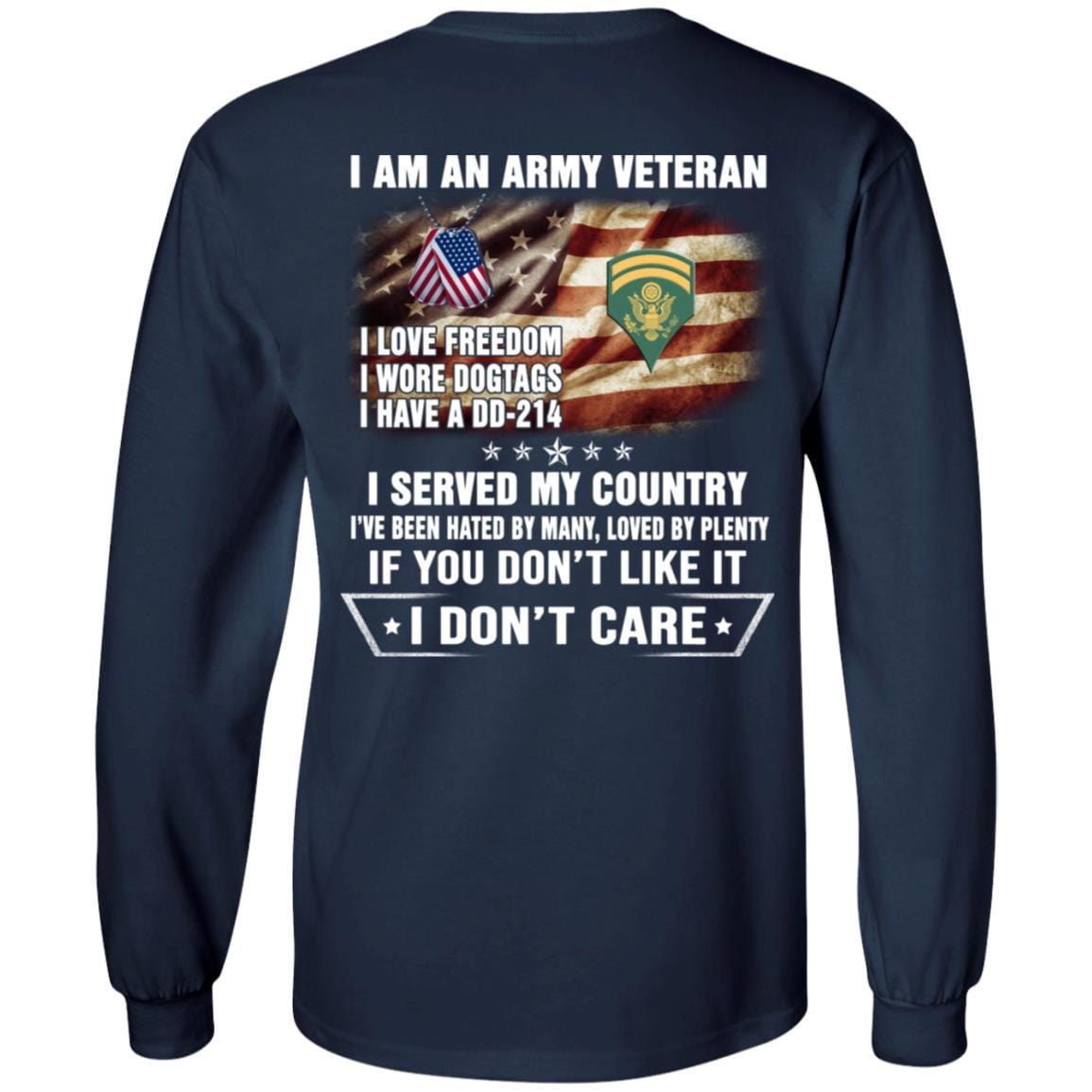 T-Shirt "I Am An Army Veteran" E-6 SPC(SP6)Rank On Back-TShirt-Army-Veterans Nation