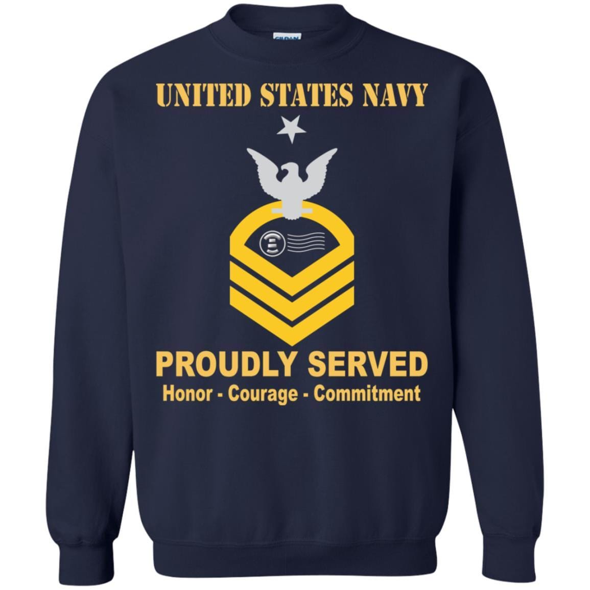 Navy Postal Clerk Navy PC E-8 Rating Badges Proudly Served T-Shirt For Men On Front-TShirt-Navy-Veterans Nation