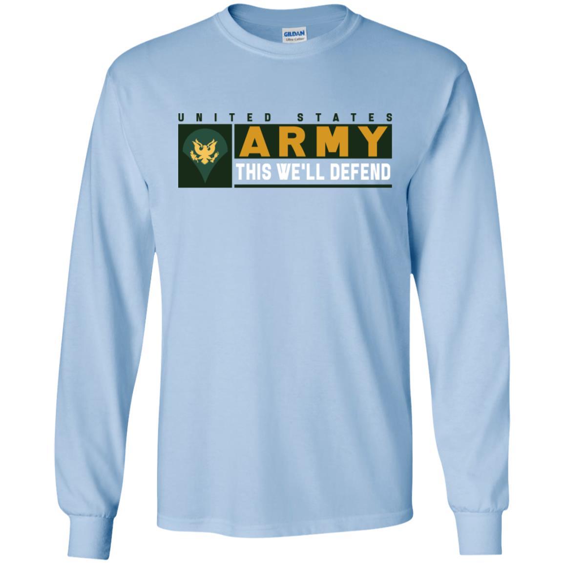 US Army E-4 SPC This We Will Defend Long Sleeve - Pullover Hoodie-TShirt-Army-Veterans Nation