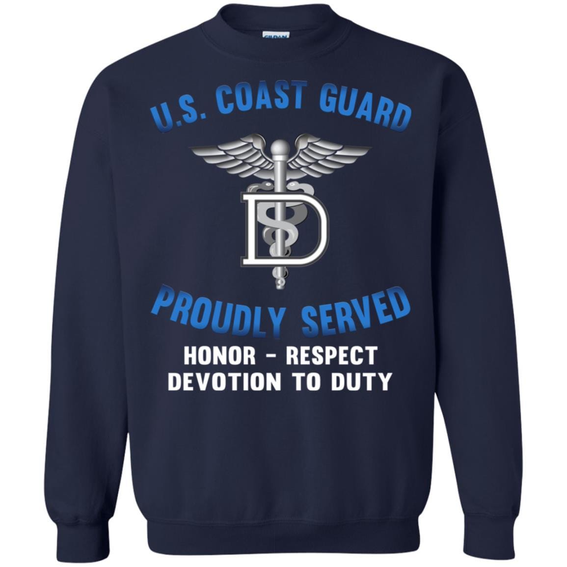 US Coast Guard Dental Technician DT Logo Proudly Served T-Shirt For Men On Front-TShirt-USCG-Veterans Nation