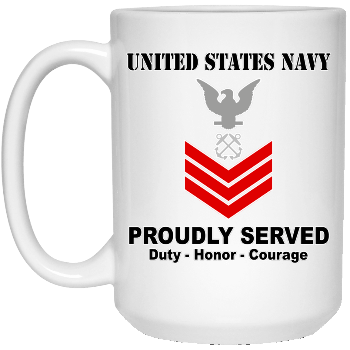 US Navy E-6 Petty Officer First Class E6 PO1 Noncommissioned Officer Ranks T shirt White Coffee Mug - Stainless Travel Mug-Mug-Navy-Collar-Veterans Nation