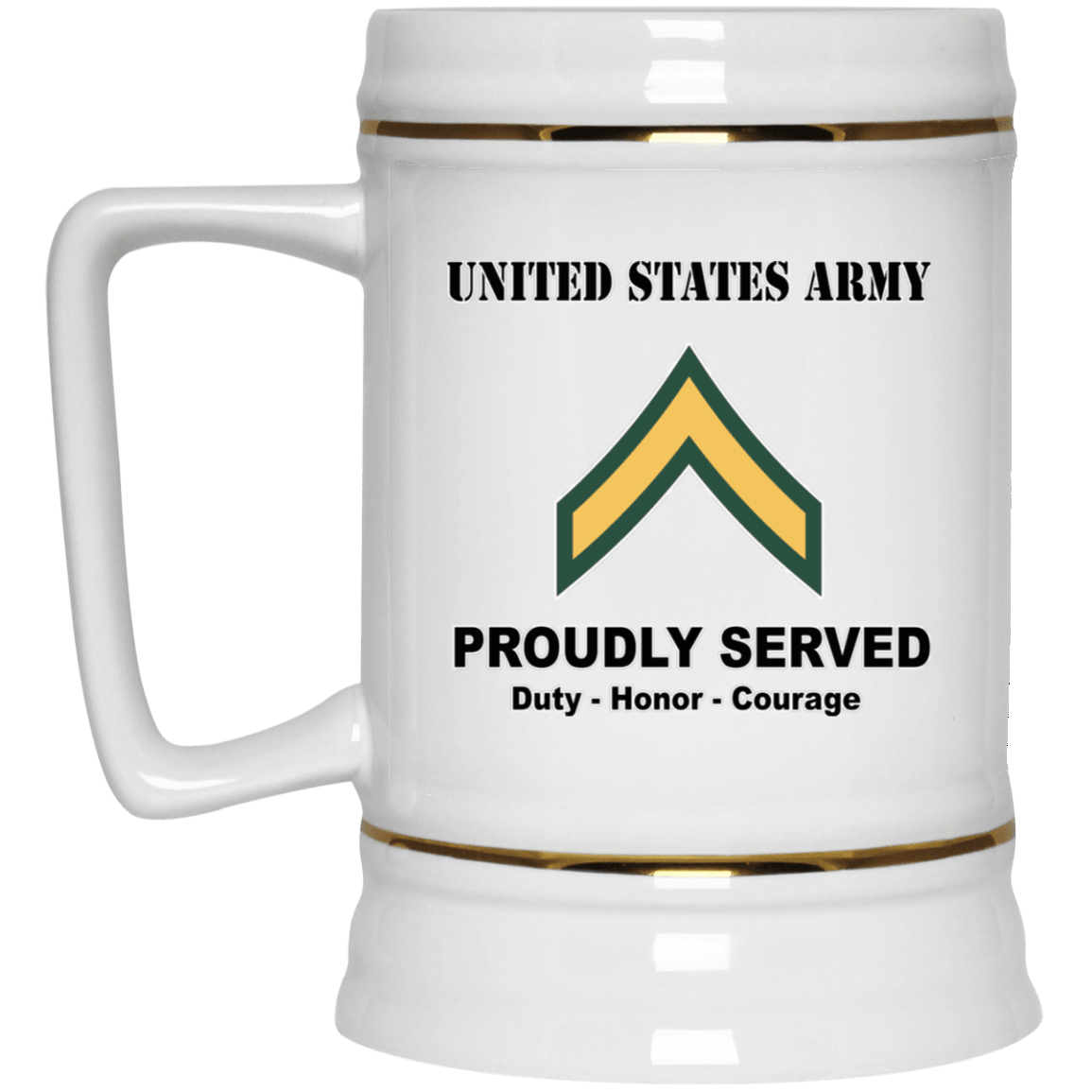 Army E-2 PV2 E2 Private Second Class Ranks White Coffee Mug - Stainless Travel Mug-Mug-Army-Ranks-Veterans Nation