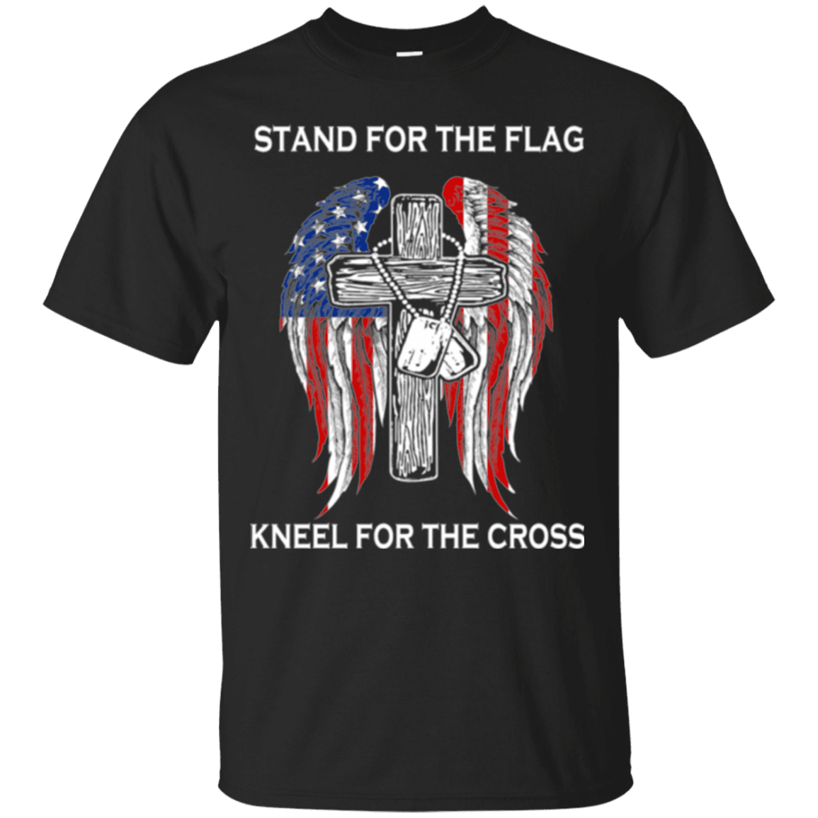 Military T-Shirt "Stand For The Flag Kneel For The Cross"-TShirt-General-Veterans Nation