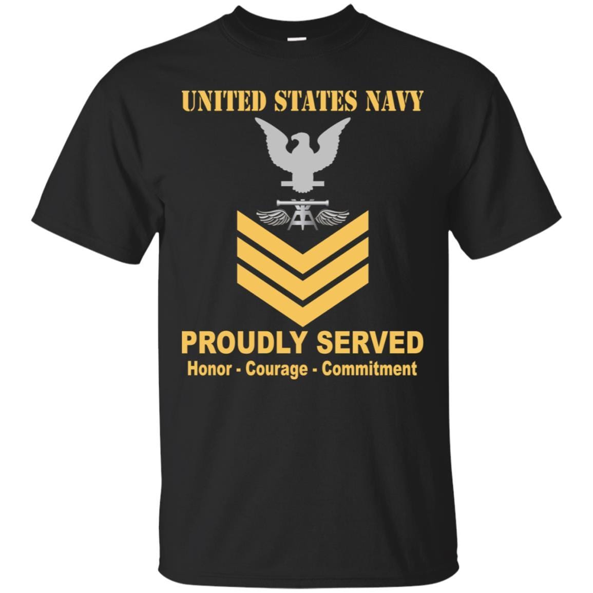 Navy Aviation Fire Control Tech Navy AQ E-6 Rating Badges Proudly Served T-Shirt For Men On Front-TShirt-Navy-Veterans Nation