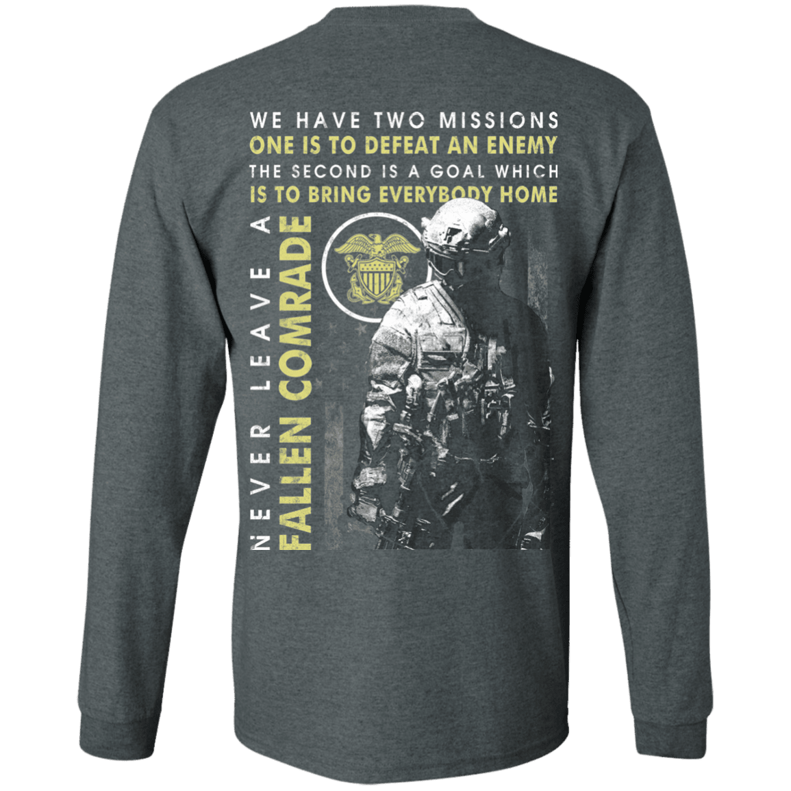 Never Leave A Fallen Comrade Navy Men Back T Shirts-TShirt-Navy-Veterans Nation
