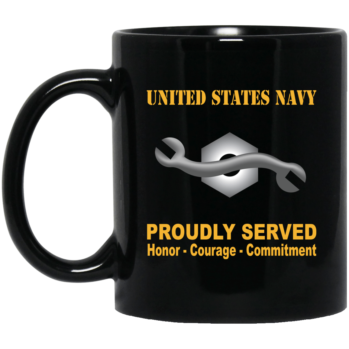 Navy Construction Mechanic Navy CM Proudly Served Black Mug 11 oz - 15 oz-Mug-Navy-Rate-Veterans Nation