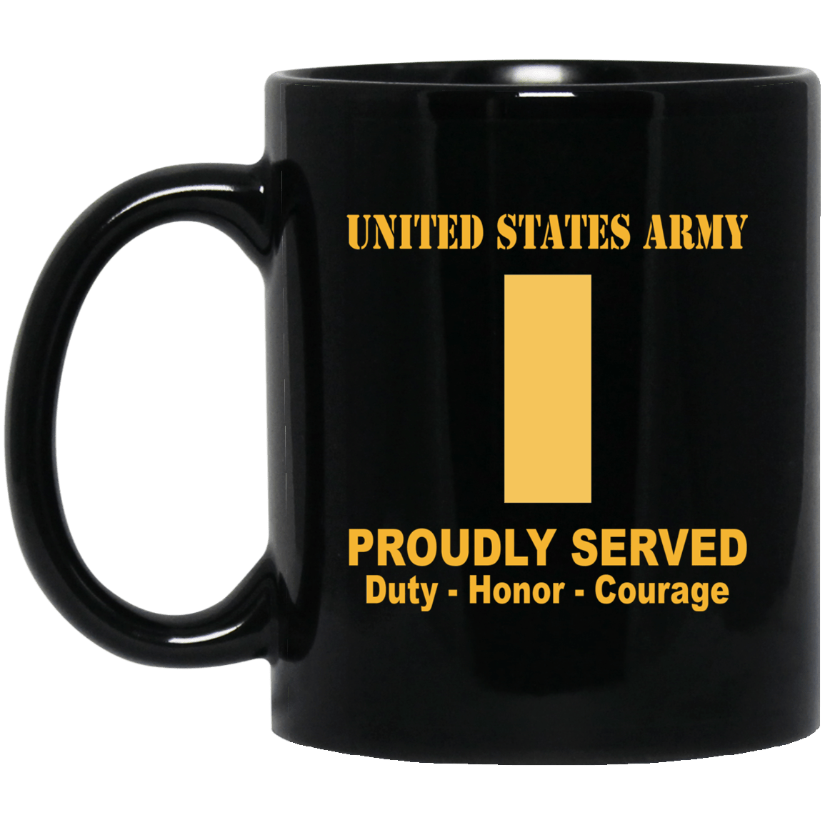 US Army Insignia Proudly Served Duty - Honor - Courage Black Coffee Mug 11oz-15oz-Mug-Army-Veterans Nation