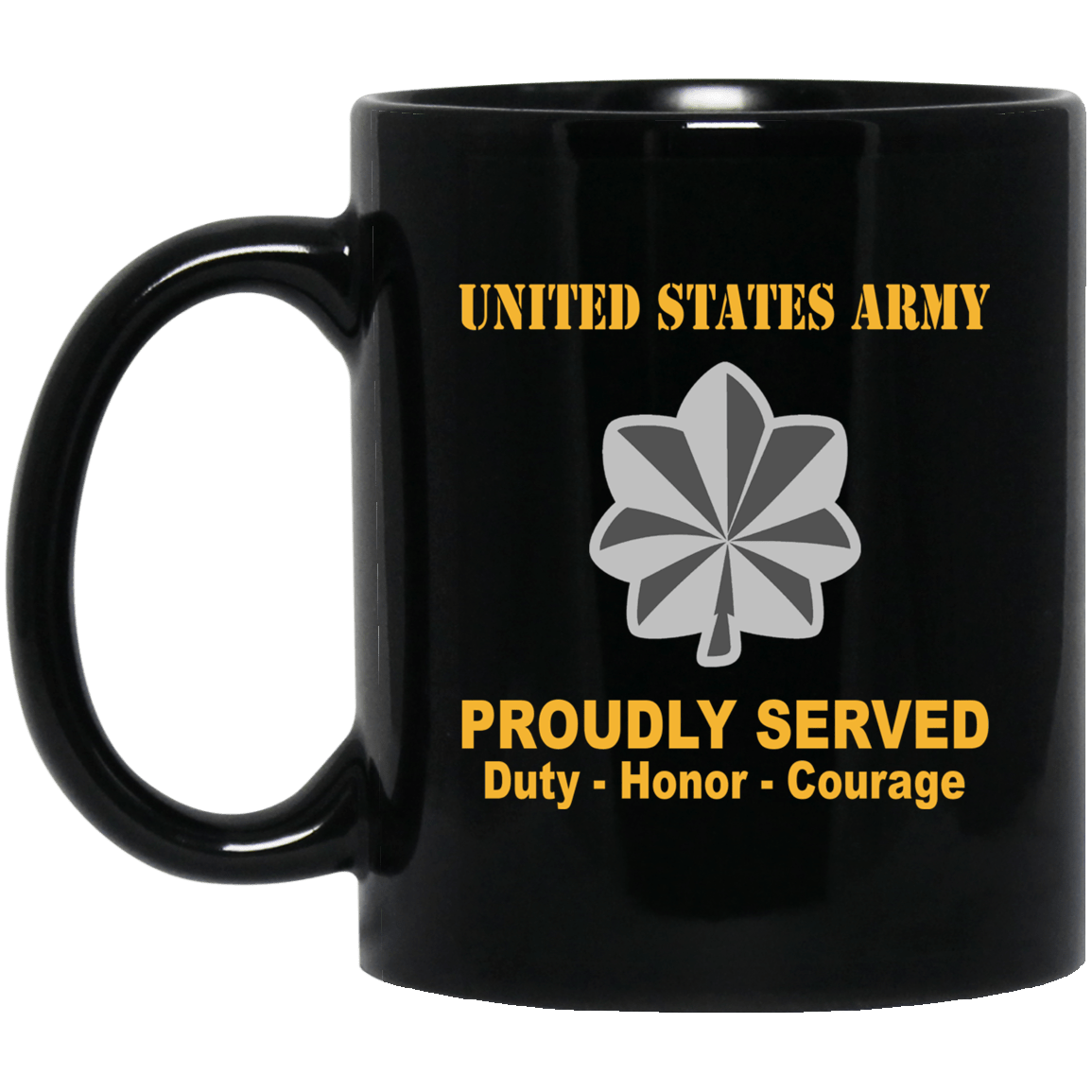 US Army Insignia Proudly Served Duty - Honor - Courage Black Coffee Mug 11oz-15oz-Mug-Army-Veterans Nation