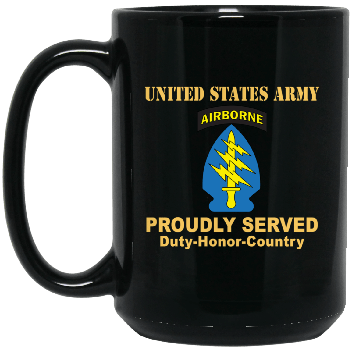 US ARMY SPECIAL FORCES GROUP CSIB- 11 oz - 15 oz Black Mug-Mug-Army-CSIB-Veterans Nation