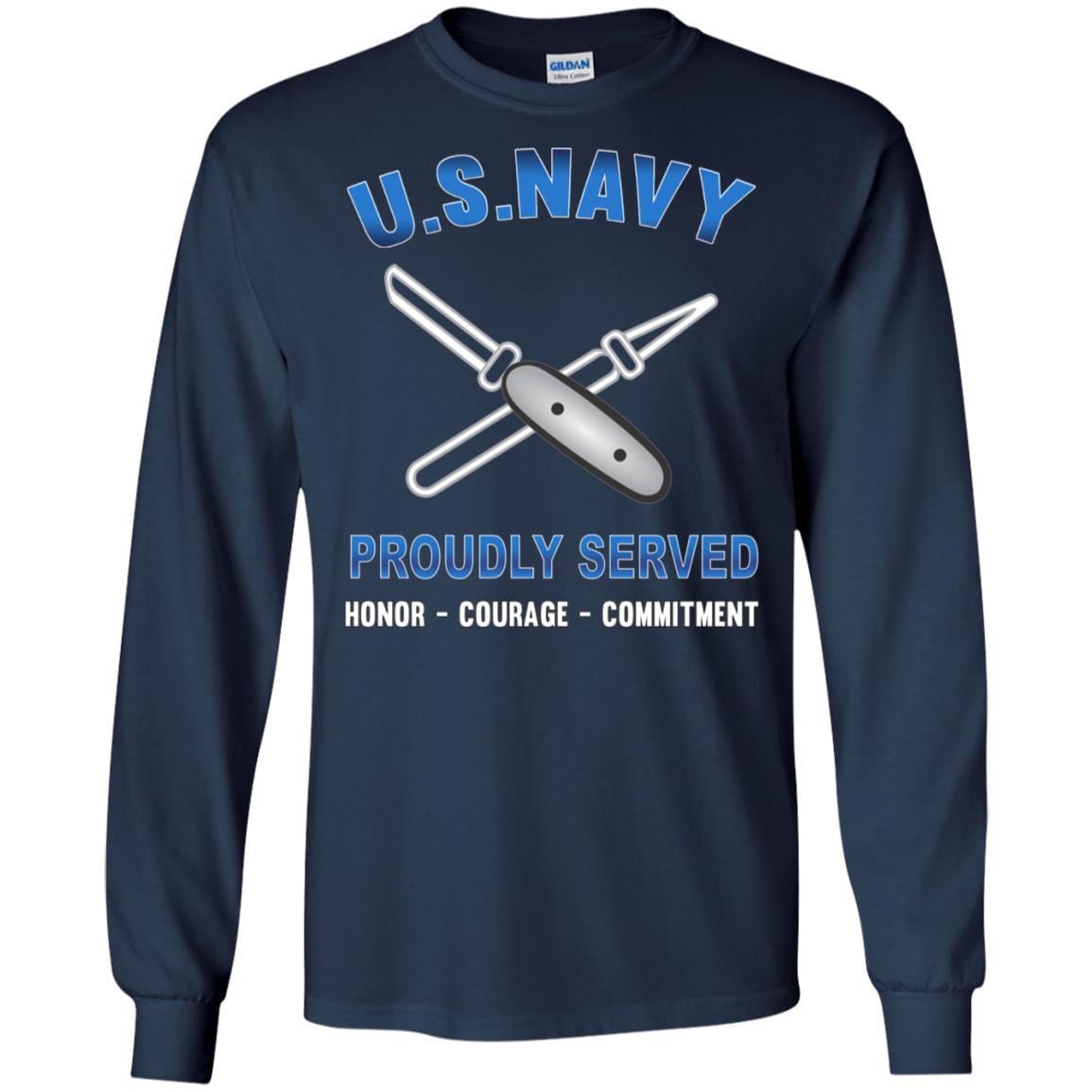 Navy Lithographer Navy LI - Proudly Served T-Shirt For Men On Front-TShirt-Navy-Veterans Nation