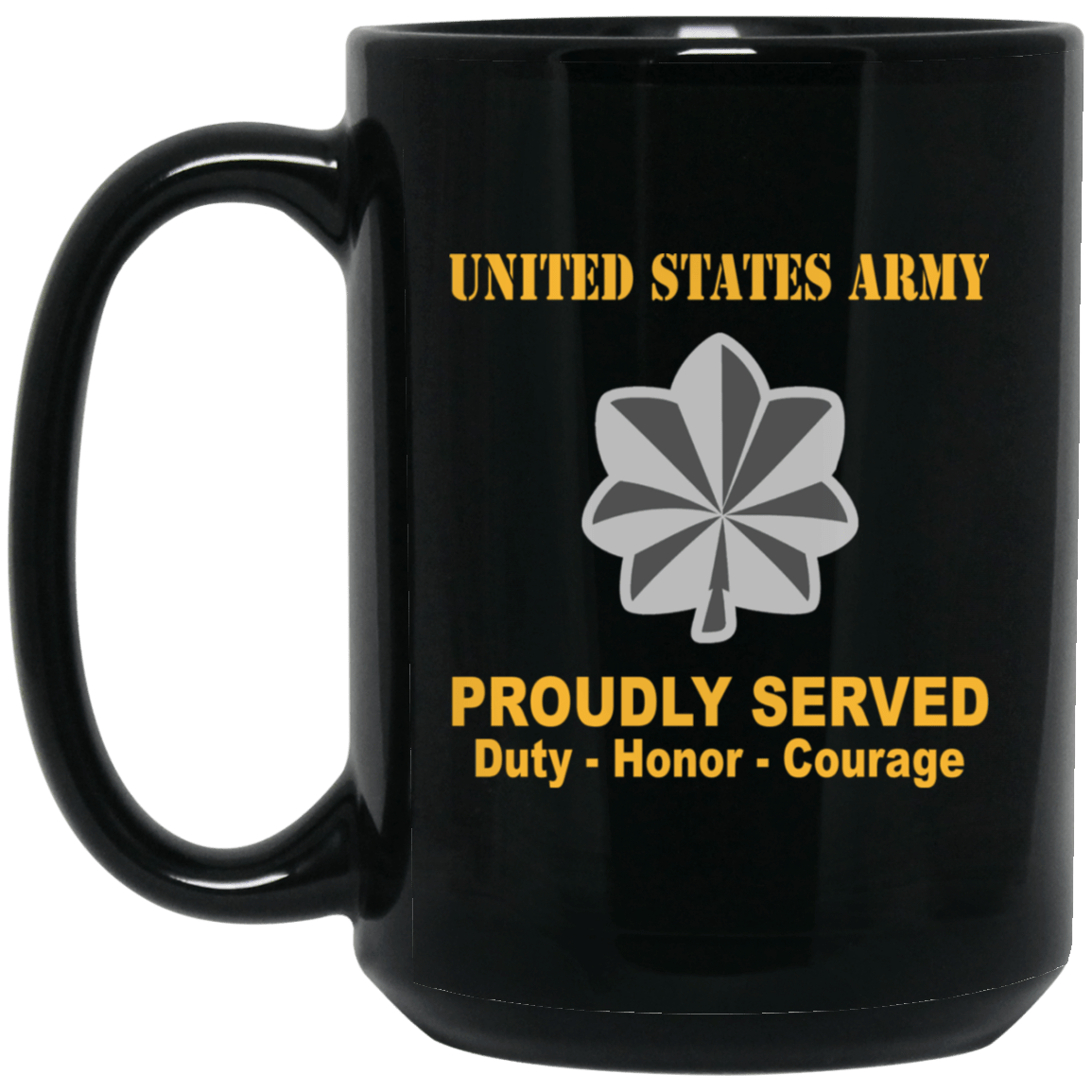 US Army Insignia Proudly Served Duty - Honor - Courage Black Coffee Mug 11oz-15oz-Mug-Army-Veterans Nation